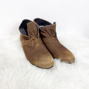 Elizabeth and James 6.5 B Womens Brown Suede Cami Peasant Booties
